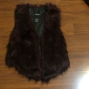 Burgundy/Black Faux Fur Vest